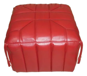 Boho Red Faux Leather Stool, 1970s