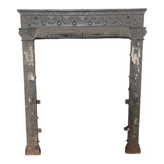 Antique Neoclassical Style Cast Iron Fireplace Insert For Sale