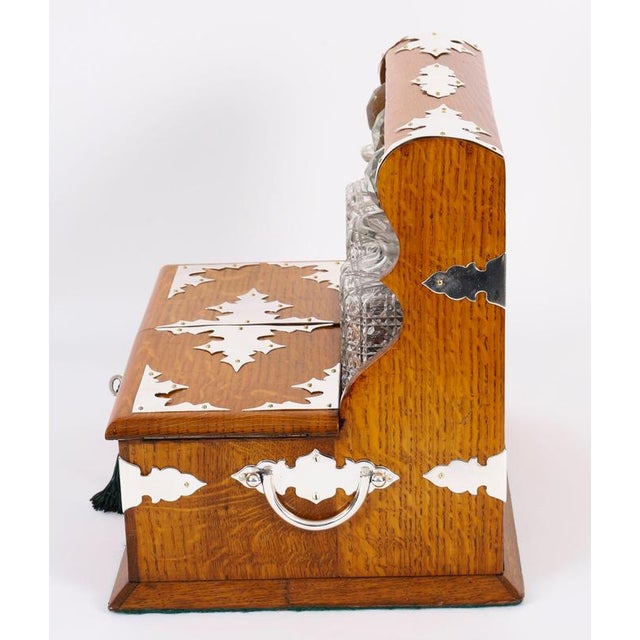 Metal Antique Blonde Oak Tantalus Dry Bar, 1800s, Set of 8 For Sale - Image 7 of 18