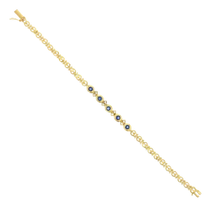 Sapphire Diamond Tennis Bracelet .75cttw 14k Yellow Gold
