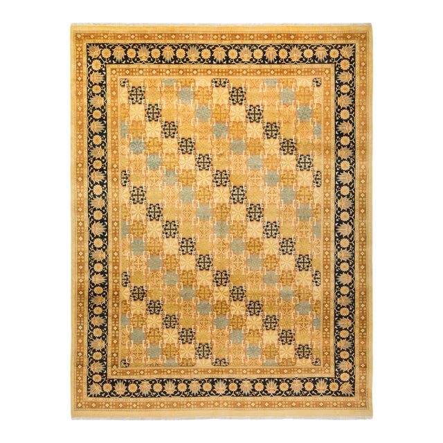 Mogul Collection Hand-Knotted Area Rug - Beige Collection 9' 1" X 11' 10" For Sale