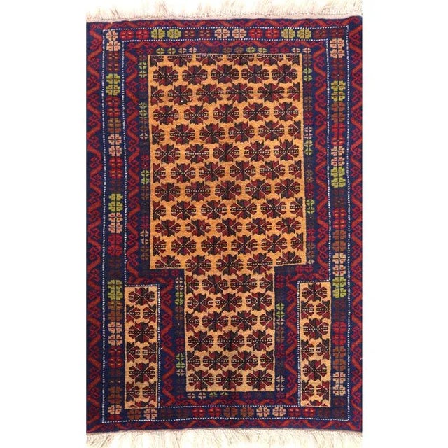 Gold Handwoven Afghani Tribal Design Area Rug 2'10" X 4'3" For Sale - Image 8 of 8