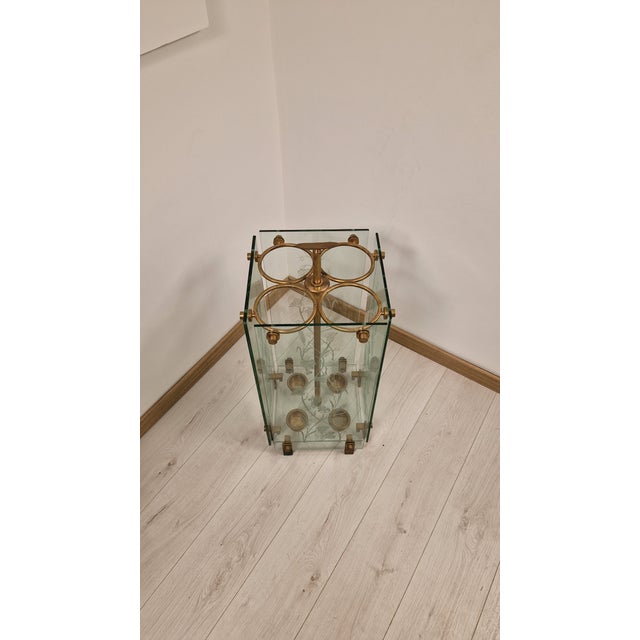 Umbrella Stand in Brass and Engraved Glass from Fontana Arte, 1950s For Sale - Image 16 of 18