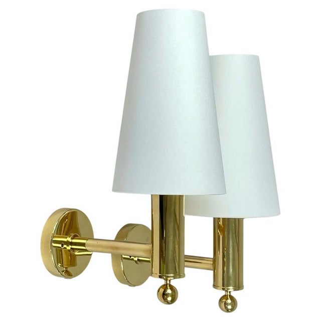 Mid-Century Brass V18 Wall Lights attributed to Eje Ahlgren for Bergboms, Sweden, 1960s, Set of 2 For Sale - Image 18 of 18