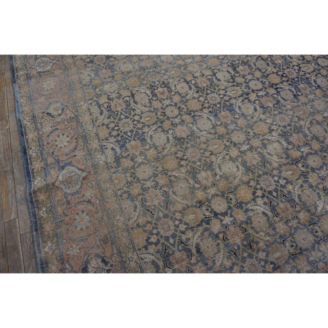 Contemporary 1920s Blue Room Size Herati Pattern Antique Moud Khorasan Knotted Wool Area Rug For Sale - Image 3 of 9