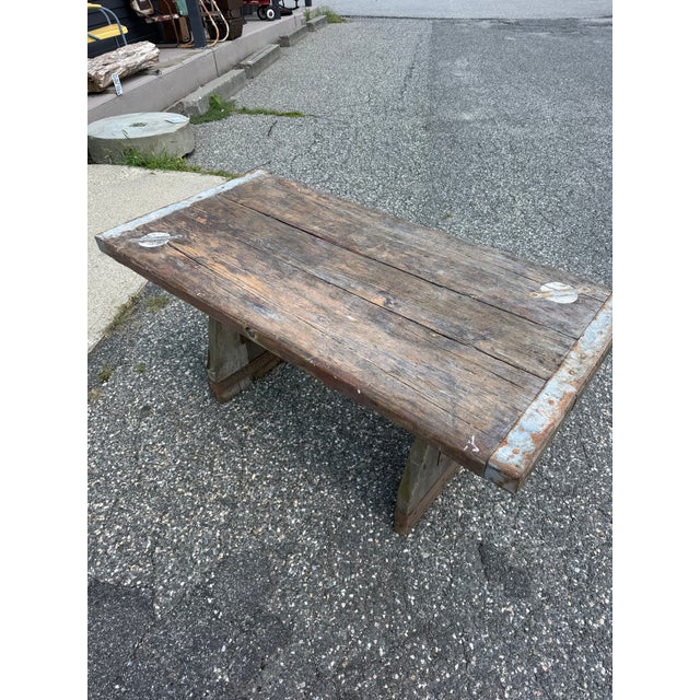 Brown Farmhouse Rustic Ship Hatch Door Industrial Table For Sale - Image 8 of 8