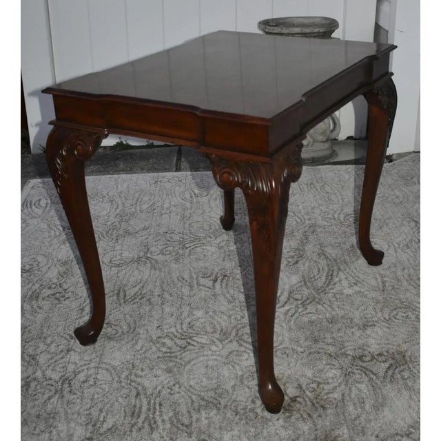 Brown Ethan Allen Burl Mahogany Table Vintage Queen Anne Side Carved Claw Foot For Sale - Image 8 of 12