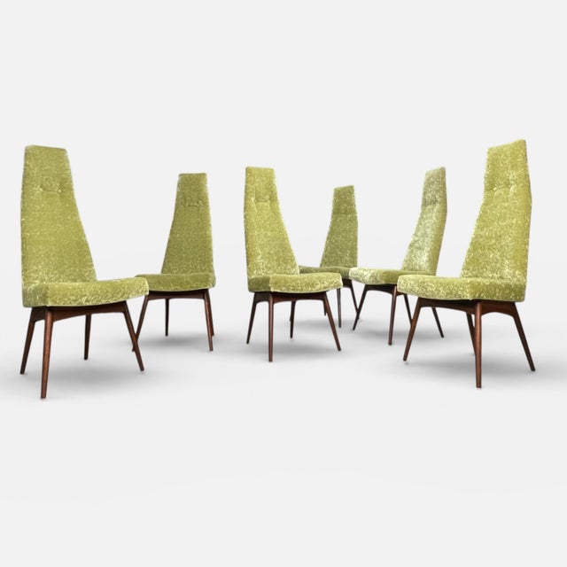 6 Green High Back 2051 C Dining Chairs by Adrian Pearsall for Craft Associates For Sale - Image 6 of 18