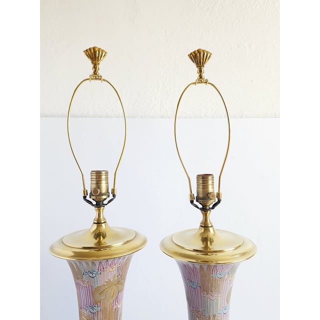 1990s Vintage Wildwood Palm Beach Style Table Lamps - A Pair For Sale - Image 5 of 12