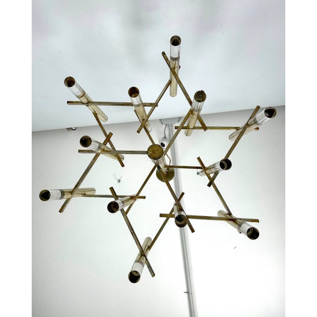 Metal Nine Lights Chandelier in Gilded Chrome by Sciolari, 1960s For Sale - Image 7 of 12
