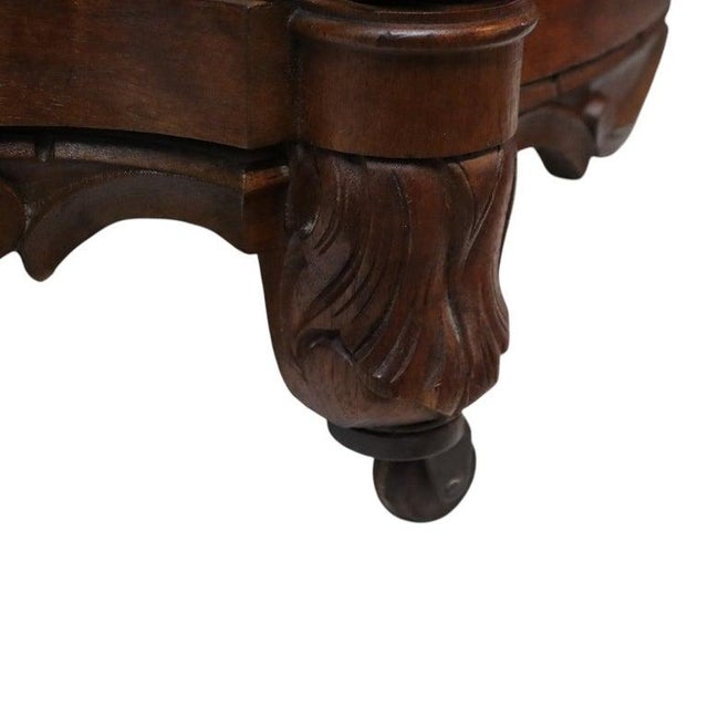 Brown Carved Walnut & Burl Marble Top Server Desk With Candle Stands C1880 For Sale - Image 8 of 11