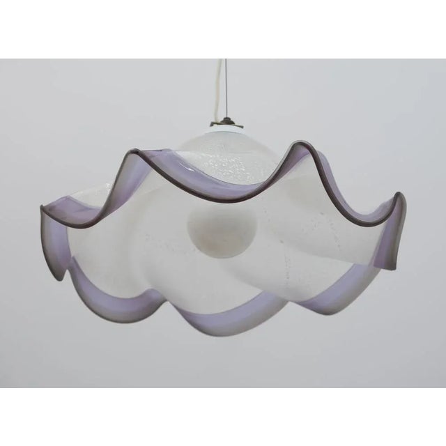 Mid-Century Italian Modern Murano Silver Leaf Glass Pendant Lamp, 1970s For Sale - Image 6 of 11