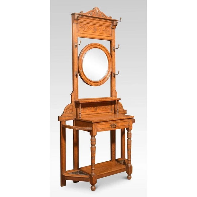 Oak Hall Stand, 1890s For Sale - Image 6 of 8