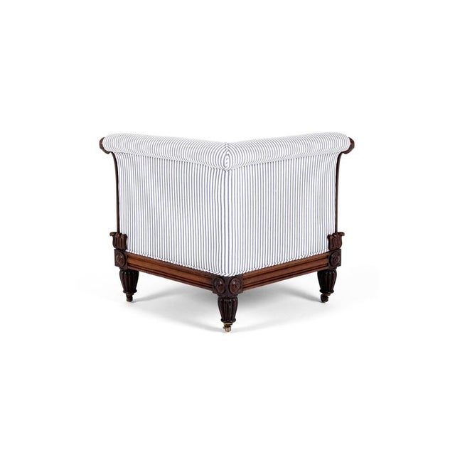 Antique Corner Lounge Chair in Princeton Ticking, 1800s For Sale - Image 5 of 14