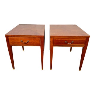 1990s Ethan Allen Medallion End Tables - Pair For Sale
