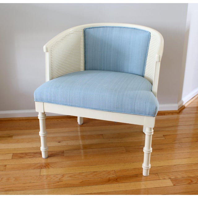 Mid 20th Century Hollywood Regency Cane Faux Bamboo Barrel Chair Chairish