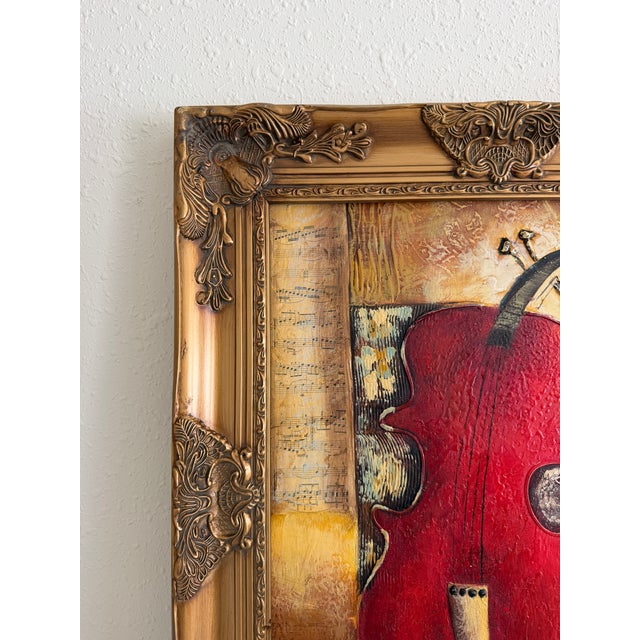 Original Textured Oil Painting “Nocturne” by Alena Kalen Framed Musical Violin For Sale - Image 12 of 13