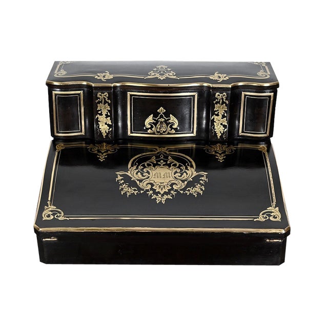Napoleon III Traveller's Writing Table in Blackened Wood, 19th Century For Sale