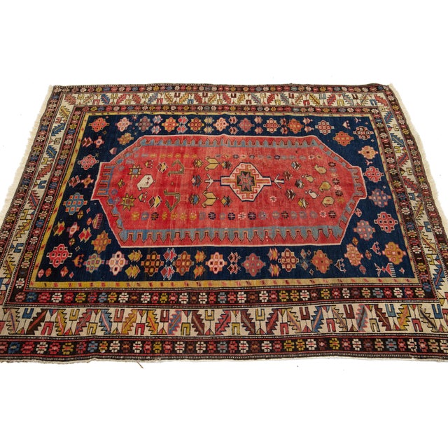 1920s Antique Persian Shirvan Red Wool Rug With Tribal Design For Sale - Image 5 of 7