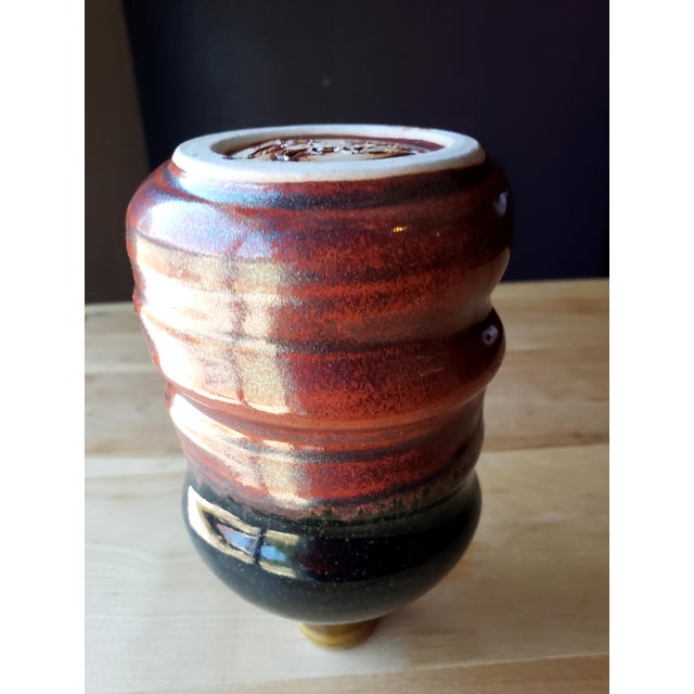 Mid-Century Modern Studio Pottery Glazed Stoneware Bud Vase Signed For Sale In Los Angeles - Image 6 of 6