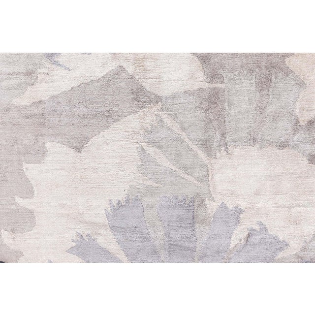 Art Deco Modern Tibetan 'Lily Design II' Silk Rug by Doris Leslie Blau For Sale - Image 3 of 7