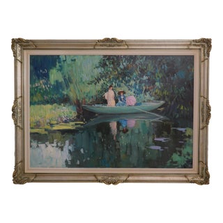 Impressionist Hand Painted Framed Oil Painting on Canvas For Sale