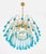 Vintage Gold Rain Chandelier with Handmade Murano Glass Blue Drop, Italy, 1960 For Sale - Image 4 of 13