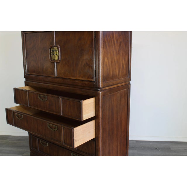 Late 20th Century Mid Century Walnut Highboy Chest of Drawers For Sale - Image 5 of 10
