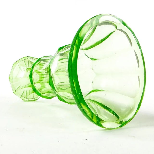 Glass Art Deco Uranium Vase from Moser, Former Czechoslovakia, 1930s For Sale - Image 7 of 13