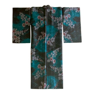 Mid 20th Century Exceptional Japanese Summer Asa Hitoe Weft Ikat Kimono Provenance For Sale