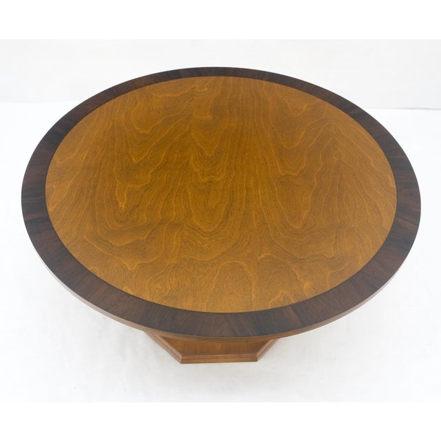 Very Fine Mid Century Modern 36" Round Rosewood Banded Top Coffee Table MINT For Sale - Image 6 of 13