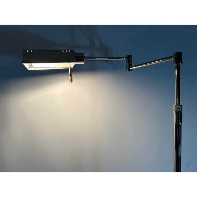 Modern 1980s Holtkötter (Holtkoetter) Leuchten Modern Pharmacy ‘F H 210’ Chrome Swing-Arm Floor Lamp - 1 Piece For Sale - Image 3 of 12