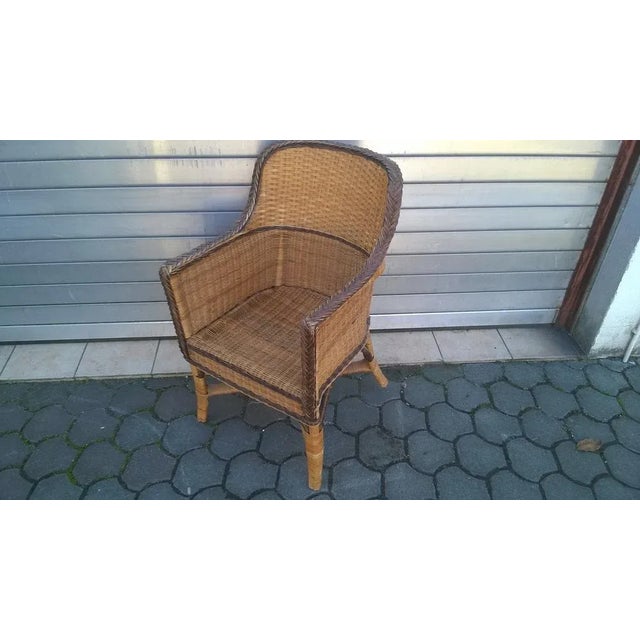 Ratan-wiklina armchair, 1970s. The condition of the chair is good and even very good. Wicker has fine abrasions, visible...