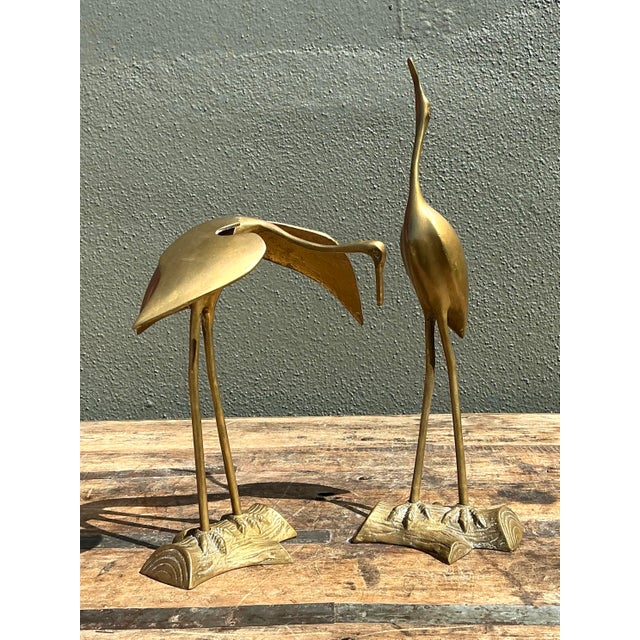 Mid-Century Modern Vintage Polished Brass Cranes - Set of 2 For Sale - Image 3 of 7