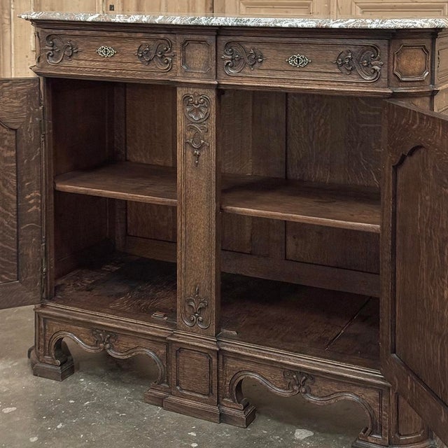 19th Century Belgian Liégeoise Oak Buffet With Saint-Remy Marble Top For Sale - Image 15 of 18