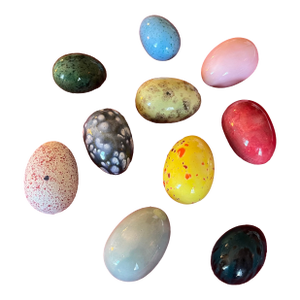 Mid-Century Hand Painted Porcelain Faux Bird's Eggs for Easter - Set of 10