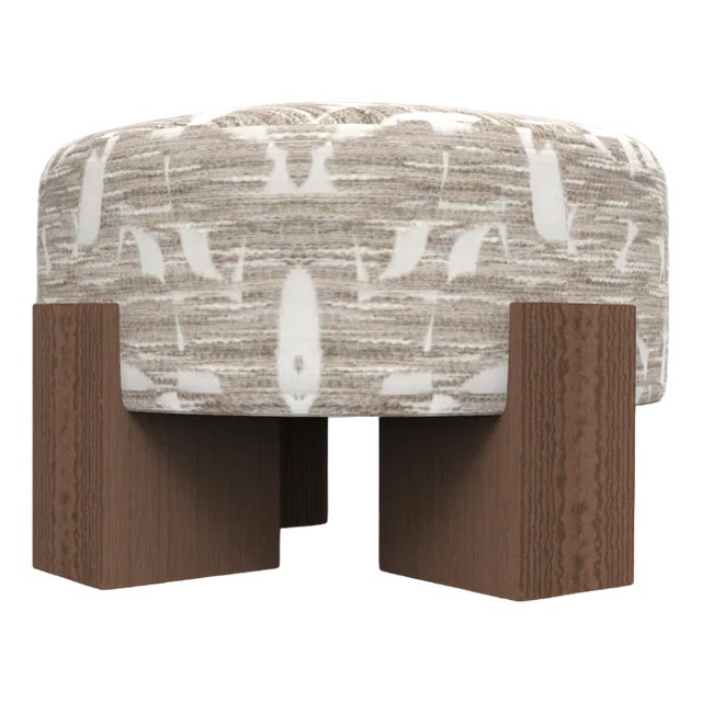 Cassette Pouf in Douce Folie Grége Fabric and Smoked Oak by Alter Ego for Collector For Sale