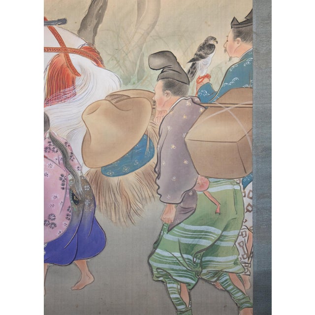 XL "Samurai" by Kogyoku, Meiji Era Japanese Silk Scroll Painting For Sale - Image 10 of 18