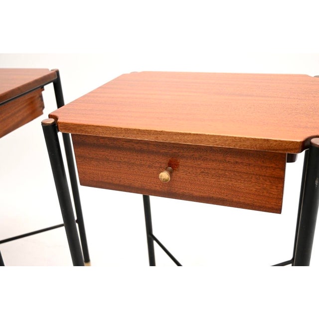 Vintage French Side Tables in Brass and Steel, 1950, Set of 2 For Sale - Image 9 of 11