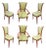 1990s Empire Style Italian "Milano" Mahogany Dining Chairs W/ Damask Jacquard Fabric For Sale