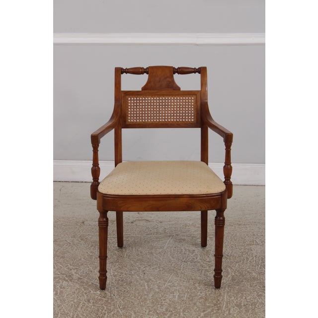 Traditional Set of 6 Stickley Cherry Cane Back Dining Chairs For Sale - Image 3 of 18