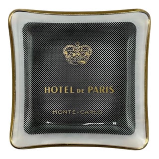 Vintage Hotel De Paris Monte-Carlo Glass Ashtray Catchall Dish For Sale