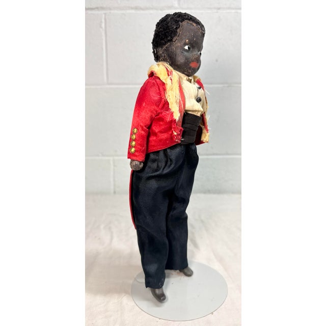 Linen Rare Antique Early 1800s Handmade African American Boy Doll Sculpture Figure For Sale - Image 8 of 15