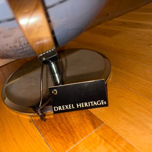 1990s Vintage MCM Drexel Heritage World Silver Globe Chrome Metal Base For Sale - Image 5 of 5