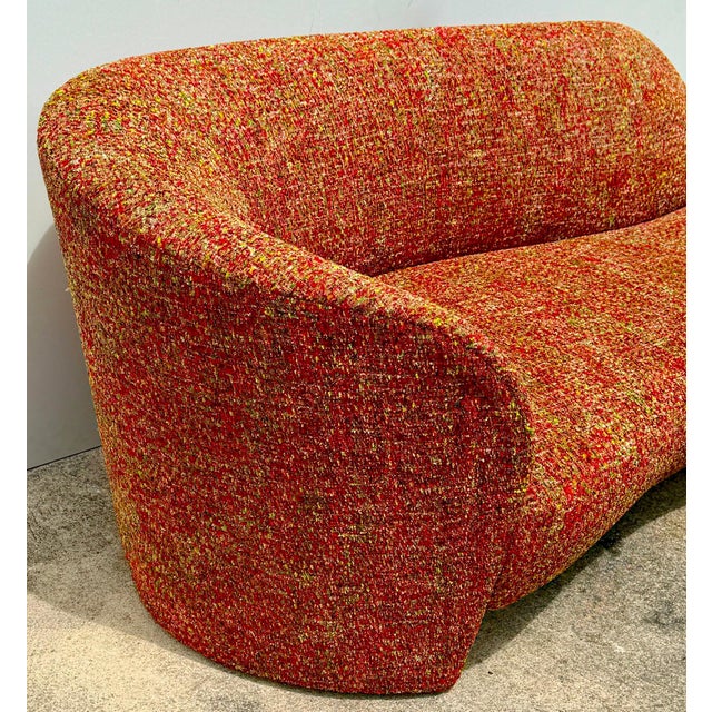 Red Weiman Furniture Company Post Modern Serpentine Cloud Sofa, in Boucle For Sale - Image 8 of 15