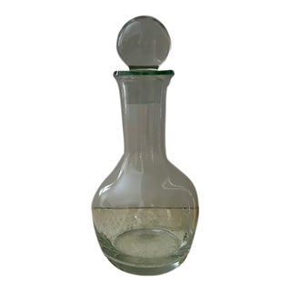 Vintage Handcrafted Heavy Clear Glass Decanter For Sale