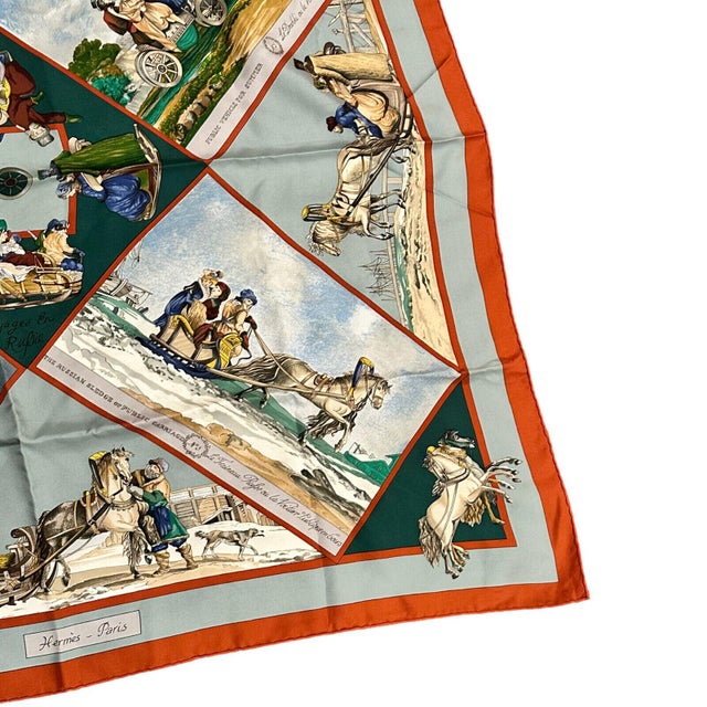 Textile Hermes A Walk Voyages en Russie Russia Loic Dubigeon 90cm Silk Scarf For Sale - Image 7 of 7