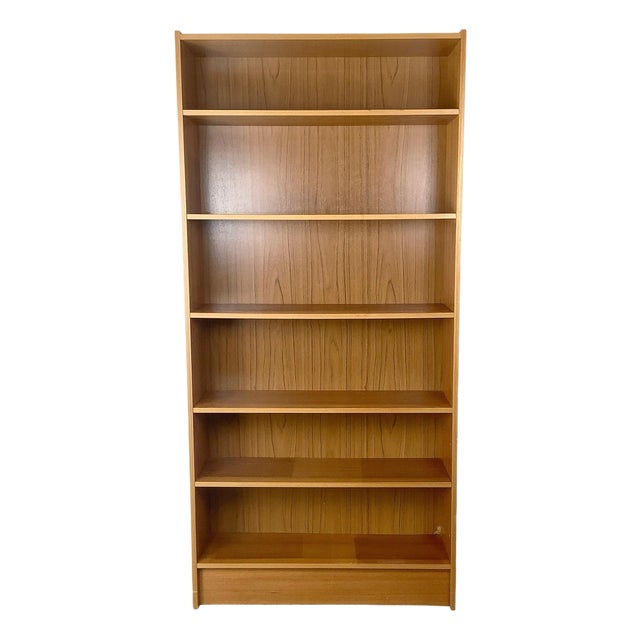 Scandinavian Modern Style Teak Bookcase With Open Display Shelving For Sale