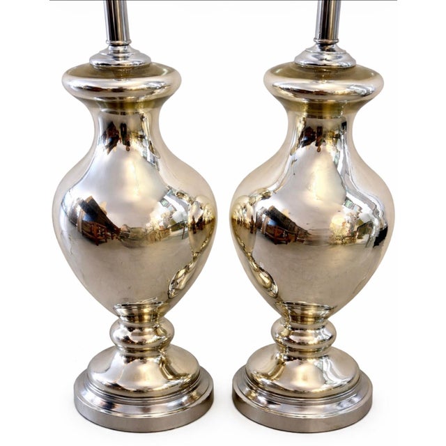 Mid 20th Century Mid 20th Century Hollywood Regency Mercury Glass Table Lamps - a Pair For Sale - Image 5 of 6