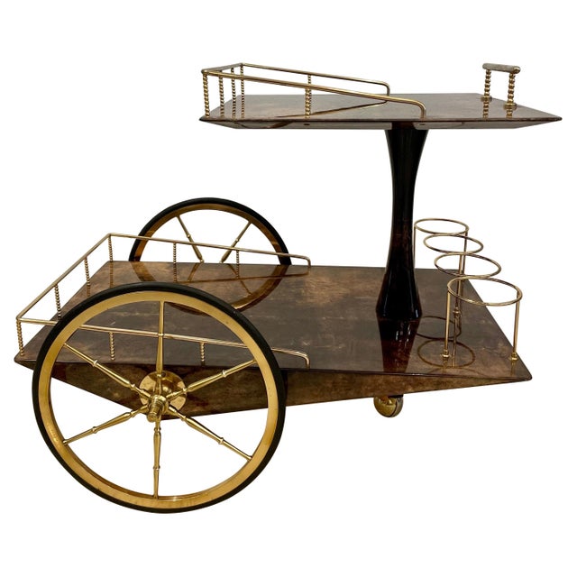 Aldo Tura Geometric Design Bar Cart For Sale - Image 11 of 18